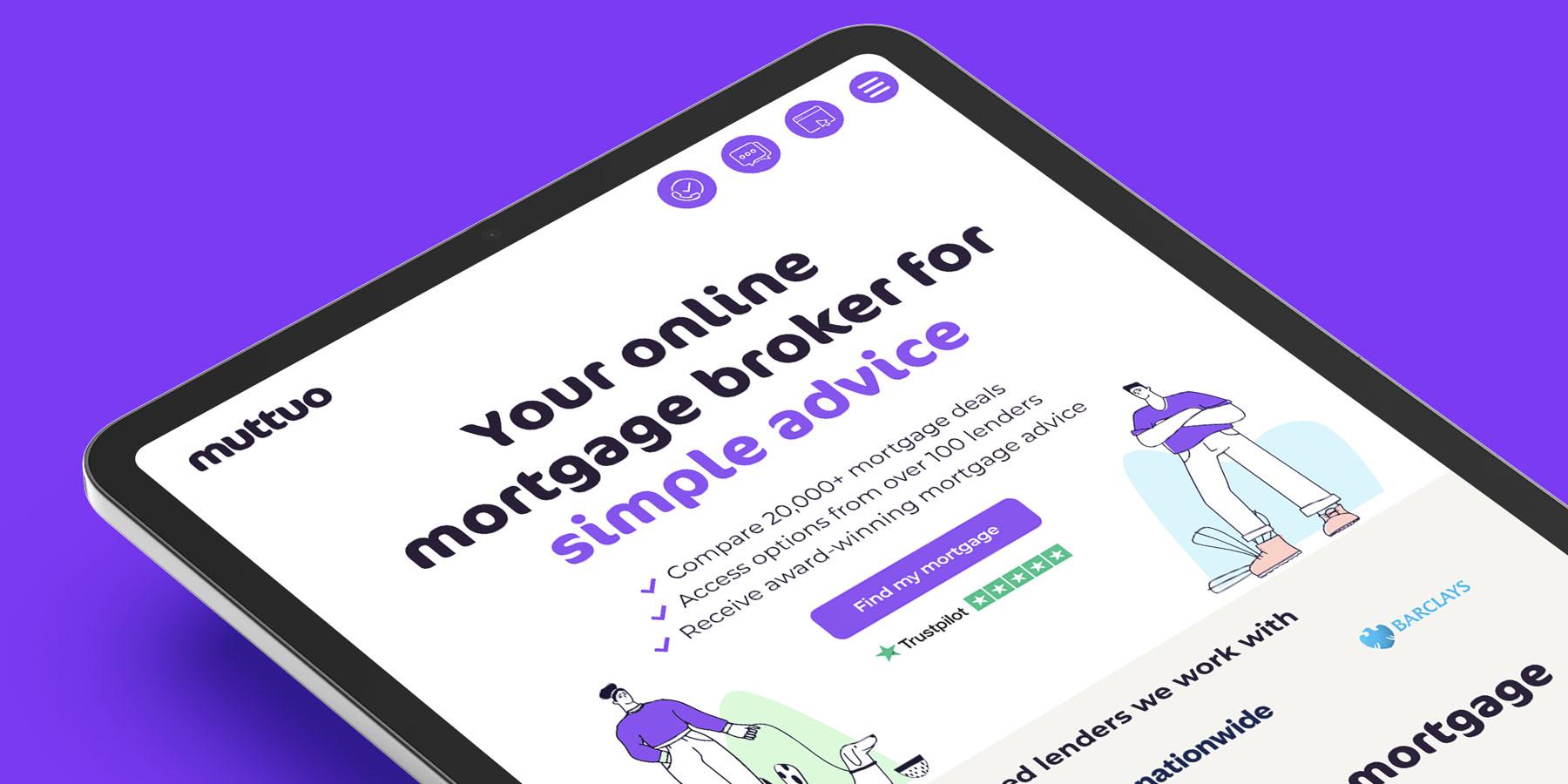 Muttuo Mortgages homepage on tablet